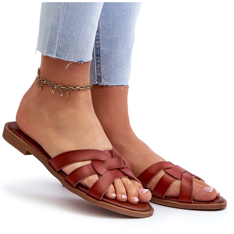 Evento Ženske ravne japanke od eko kože, smeđe smeđa 4