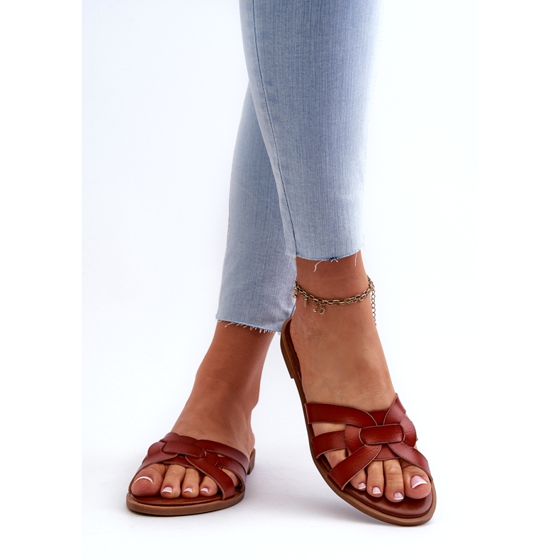 Evento Ženske ravne japanke od eko kože, smeđe smeđa 3