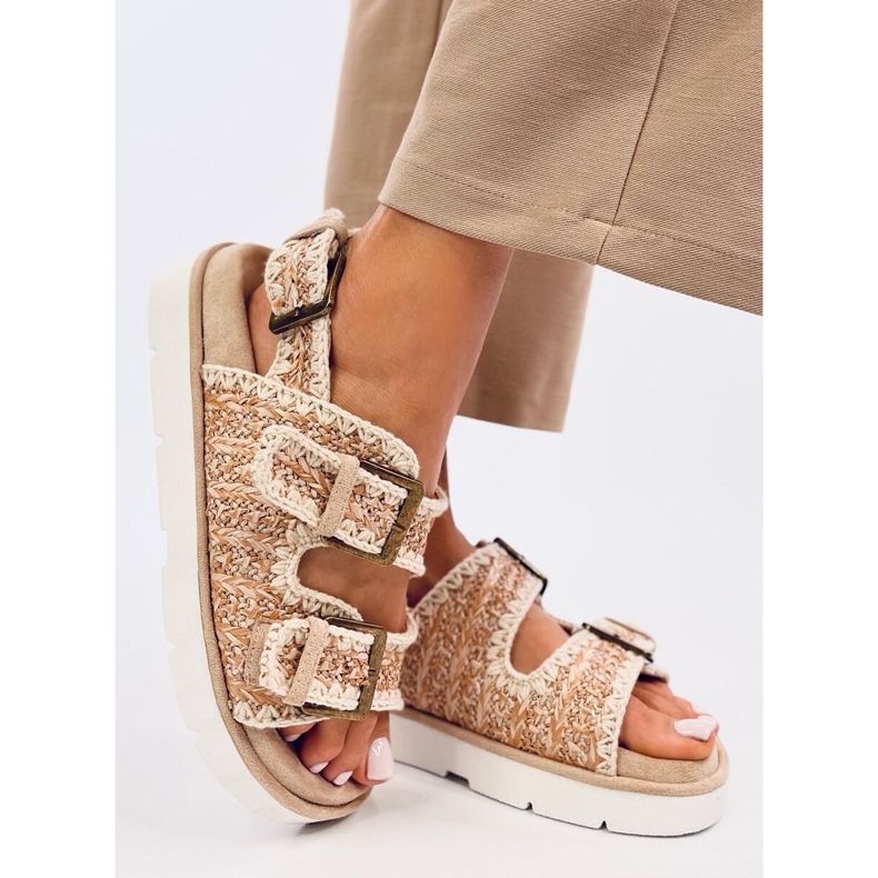 Badey kaki sandale s platformom bež 2