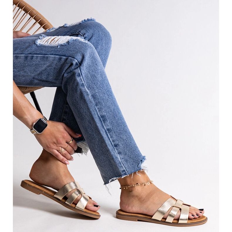 Zlatne klasične japanke s Umayma ukrasom zlatna 1