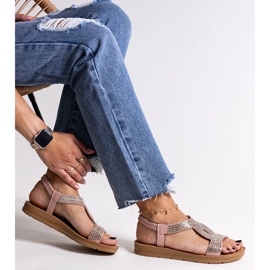 Roze sandale ukrašene Michalina cirkonima ružičasta 1