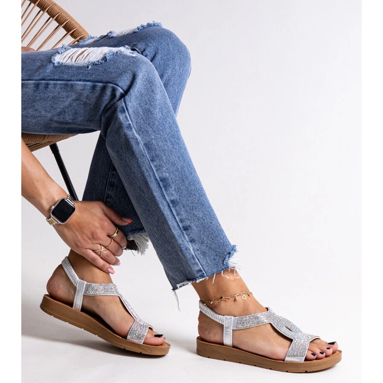 Srebrne sandale ukrašene Michalina cirkonima srebro 1