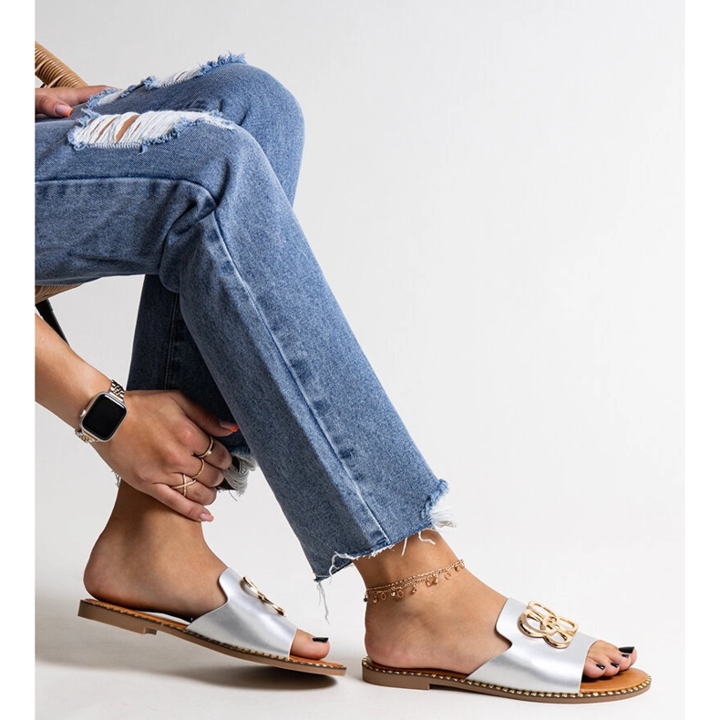 Srebrne japanke s ukrasnom Safi kopčom srebro 1