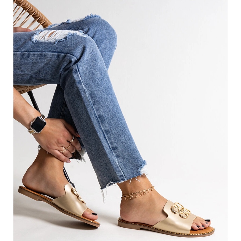 Zlatne japanke s ukrasnom Safi kopčom zlatni 1