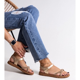 Zlatne sandale ukrašene Claranna cirkonima zlatna 1