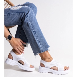 Bijele sandale od tkanine na Fnan platformi bijela 1