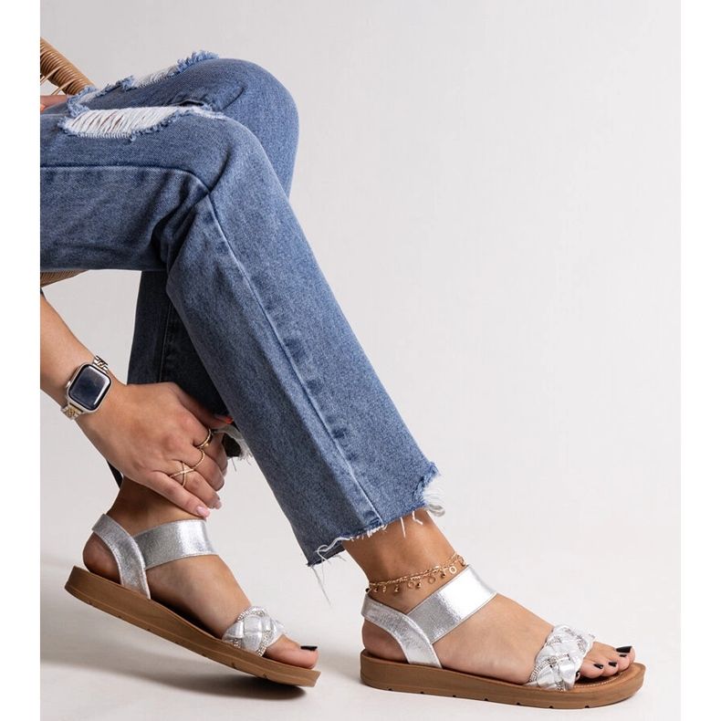 Srebrne Aldona sandale srebro 1