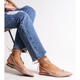 Safine ružičaste balerinke na vezanje sa kamenčićima ružičasta 1