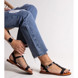 Ravne sandale od crnog Amarantha crna 1