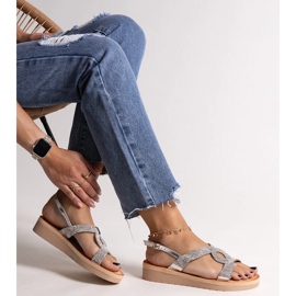 Srebrne sandale na platformu s Mifsa kamenčićima srebro 1