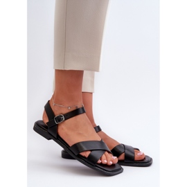 Ravne ženske sandale od eko kože S.Barski KV27-003 crne crna 1