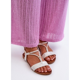 Ženske ravne sandale s remenom S.Barski KV27-010 Bijela i srebrna srebro 2