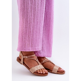 Ženske ravne sandale s remenom S.Barski KV27-010 Zlato zlatna 1