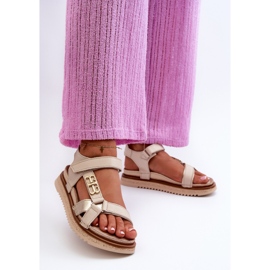 Zazoo 50103 Ženske kožne sandale na platformu, bež 2