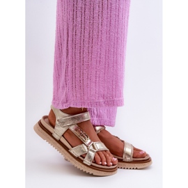 Zazoo 50103 Ženske kožne sandale na platformu, zlatne zlatna 1