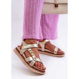 Zazoo 50103 Ženske kožne sandale na platformu, zlatne zlatni 2