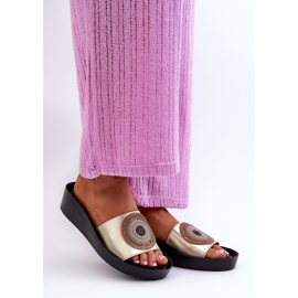 Ženske kožne japanke s ukrasom S.Barski KV27-019 zlatne zlatni 2