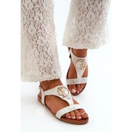 Ženske ravne sandale sa zlatnim ukrasom S.Barski KV27-051 Bijela i srebrna 1
