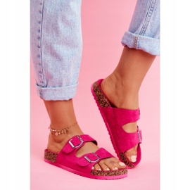 EVE Ženske papuče na plutu s kopčama Fuchsia Si Senor ružičasta 1