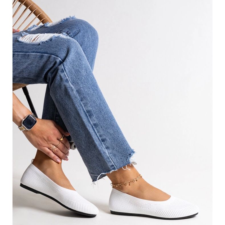 Balerinke od bijele tkanine marke Yafia bijela 1