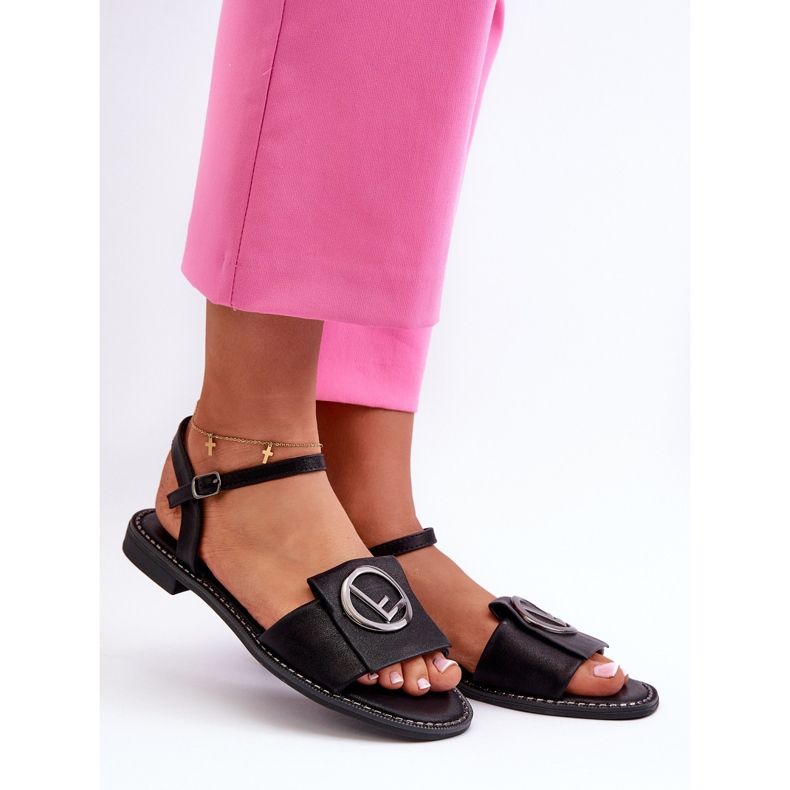 Ženske sandale s ukrasom S.Barski KV27-045 crne crno 1