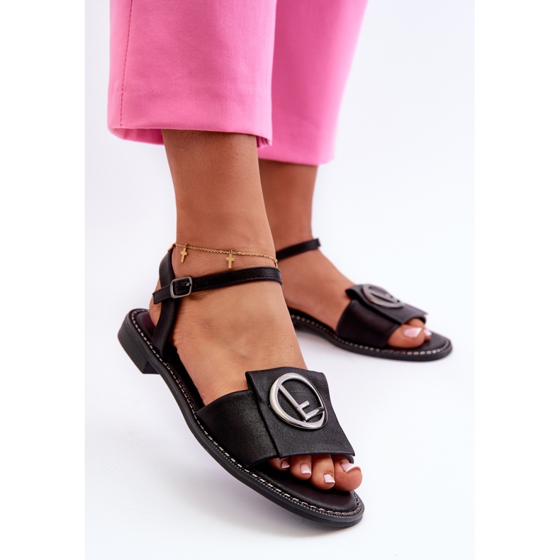 Ženske sandale s ukrasom S.Barski KV27-045 crne crno 2