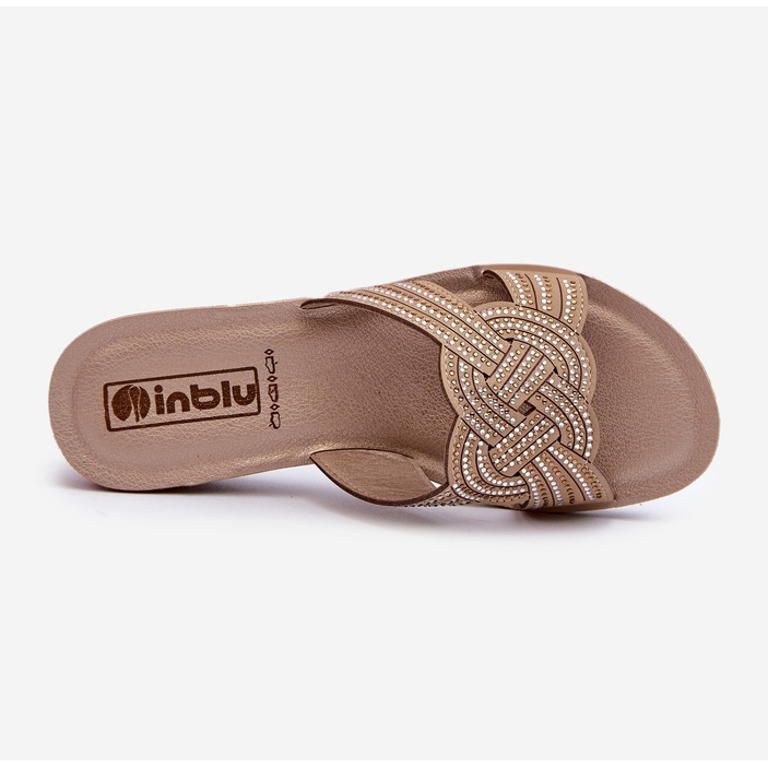 Udobne ženske japanke s kubičnim cirkonima Inblu BV000037 bež 1