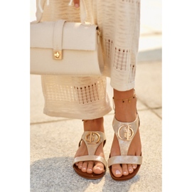 Ženske ravne sandale s ukrasom S.Barski KV27-051 Zlato zlatni 2