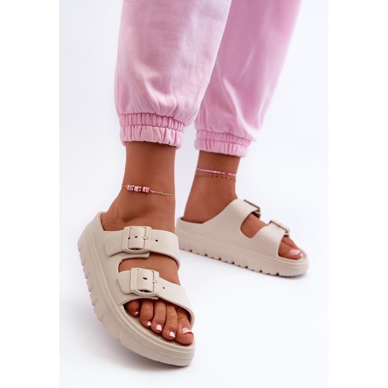 EVento Ženske bež Melorea pjenaste japanke na platformu 2