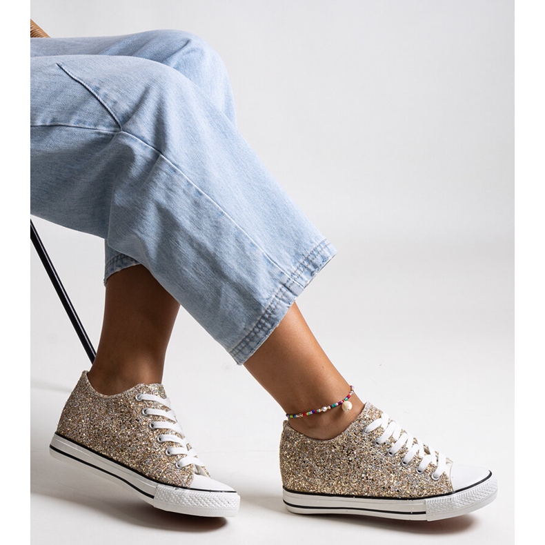 Bez marki Zlatne sjajne Jadwa visoke tenisice zlatna 1