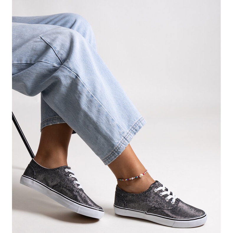 Crne sjajne Carroline tenisice crna 1