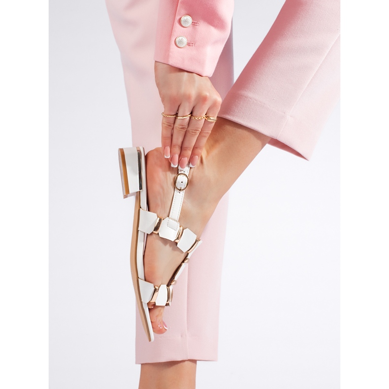 Elegantne bijele ravne sandale bijela 2