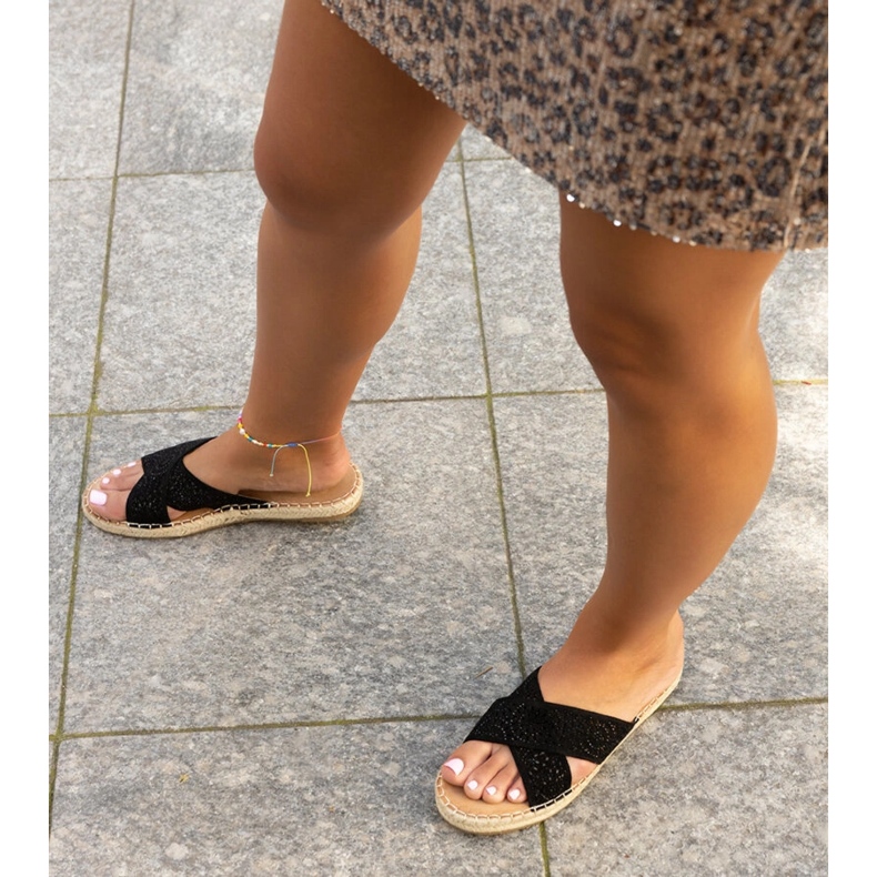 Crne ažur papuče Awet crna 2