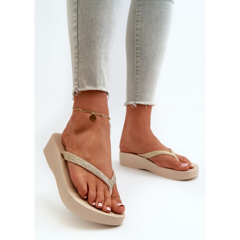 Ženske japanke sa svjetlucavim remenom 83386 Ipanema Mesh Chic Plat Fem Bež 2