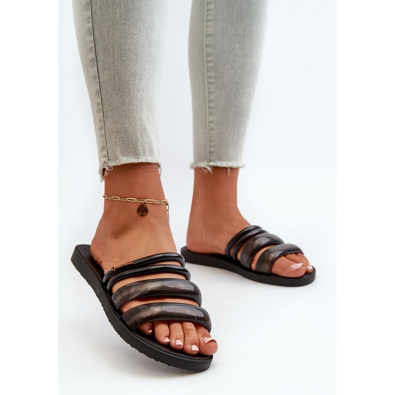 Ženske ravne gumene japanke 26727 Ipanema Puffer Tiras Fem crne crna 2