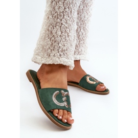 Ženske ravne japanke sa šljokicama S.Barski KV27-052 Zelena 2