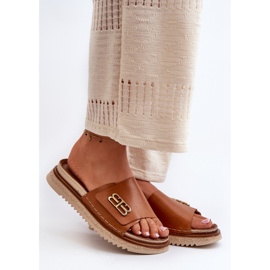 Zazoo 50101 Ženske kožne japanke na platformu, smeđe smeđa 1