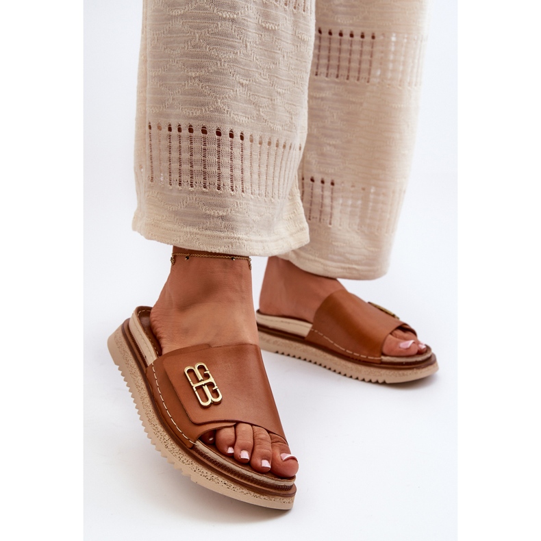 Zazoo 50101 Ženske kožne japanke na platformu, smeđe smeđa 2