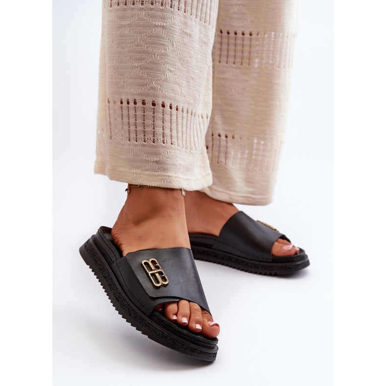 Zazoo 50101 Ženske kožne japanke na platformu, crne crno 1