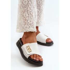 Zazoo 50101 Ženske kožne japanke na platformu, bijele bijela 2