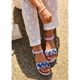 Ženske sandale na tanku i platformu s ukrasima S.Barski HY056 Ljubičasta 1