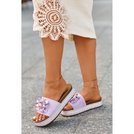 Ženske japanke na platformu s ukrasima S.Barski HY077 Ljubičasta 1