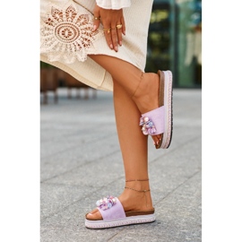 Ženske japanke na platformu s ukrasima S.Barski HY077 Ljubičasta 2