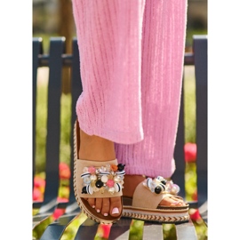 Ženske japanke na platformu s ukrasima S.Barski HY077 Bež 1