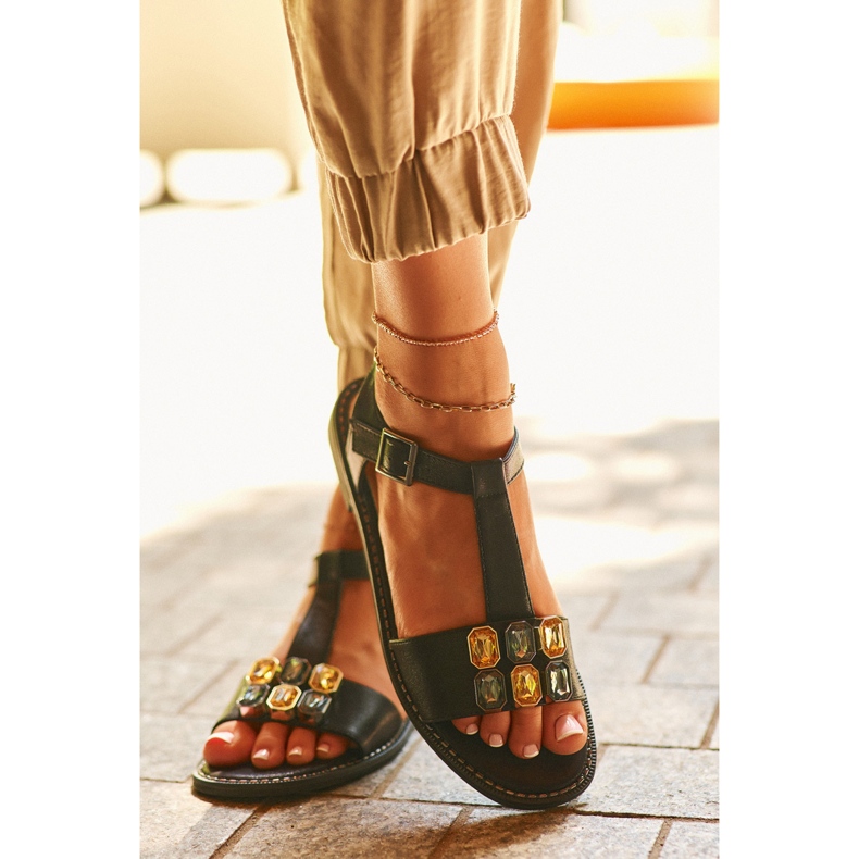 Elegantne ženske sandale s ukrasnim detaljima S.Barski KV27-030 crne crna 1