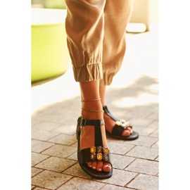 Elegantne ženske sandale s ukrasnim detaljima S.Barski KV27-030 crne crno 2