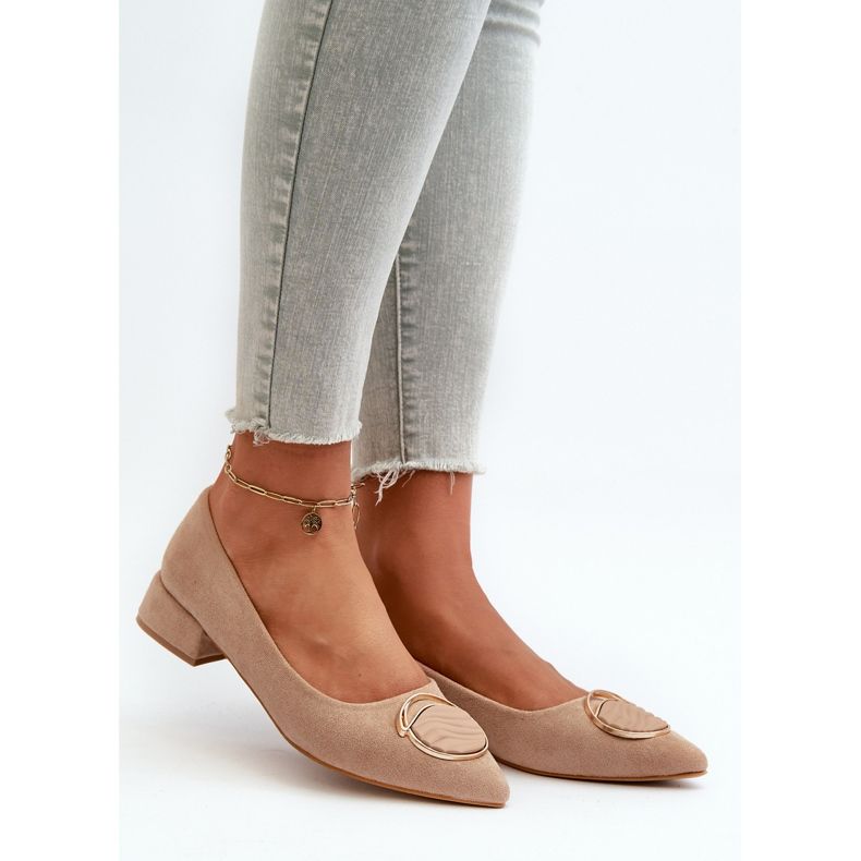 Cipele na nisku petu od eko antilopa S.Barski KV27-037 bež 1