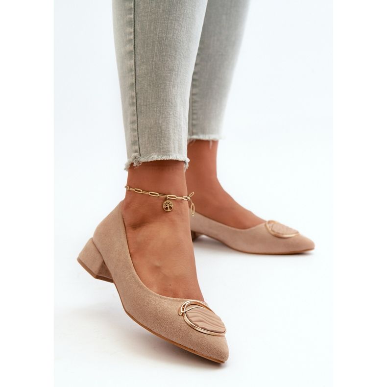 Cipele na nisku petu od eko antilopa S.Barski KV27-037 bež 2