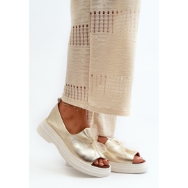 Zazoo 2939 Ženske kožne sandale s mašnom, zlatne zlatni 2