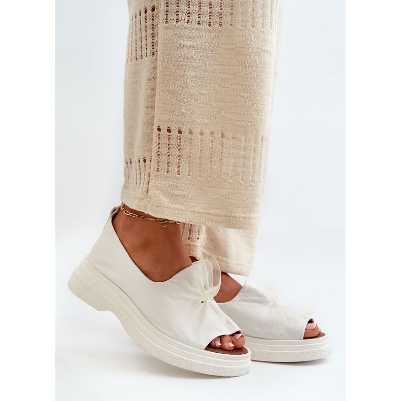 Zazoo 2939 Ženske kožne sandale s mašnom, bijele bijela 2